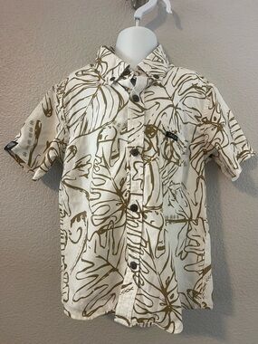 Tanoa Polynesian - Button-Up Shirt in Cream & Brown